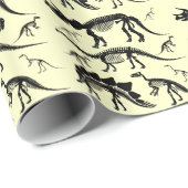 恐竜の骨組は黄色いディーノの誕生日の紙の骨を抜きます ラッピングペーパー (ロールコーナー)