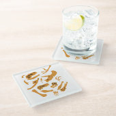 恐竜の骨 ガラスコースター (アングル)