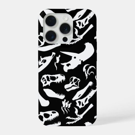 恐竜の骨 (ブラック) iPhoneケース (裏面)