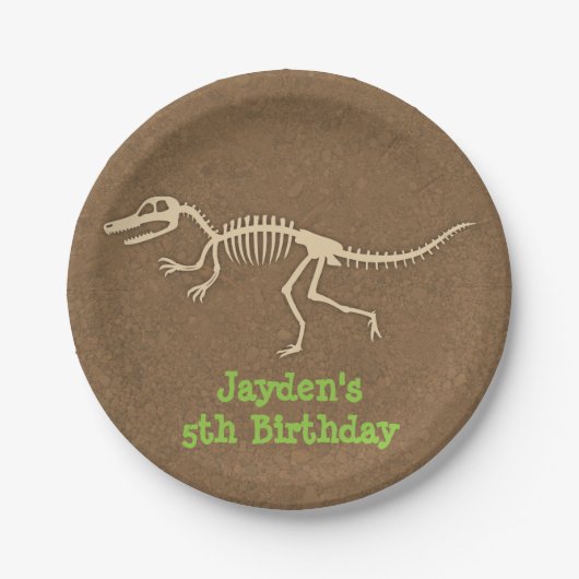 恐竜の骨 子供の誕生日パーティー用品 ペーパープレート (正面)
