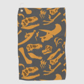 恐竜の骨（灰色） ゴルフタオル (正面)