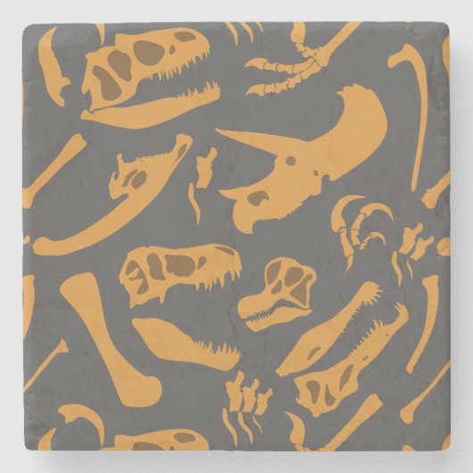 恐竜の骨（灰色） ストーンコースター (正面)