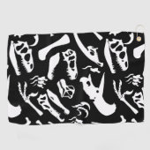 恐竜の骨(白黒) ゴルフタオル (横)