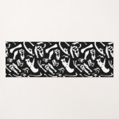 恐竜の骨（白黒） ヨガマット (正面(横))