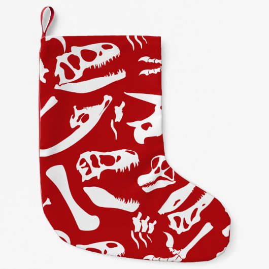 恐竜の骨(赤) スモールクリスマスストッキング (正面)