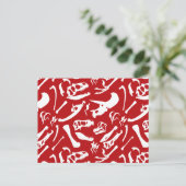 恐竜の骨（赤） ポストカード (スタンド正面)