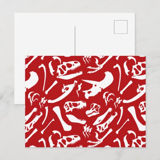 恐竜の骨（赤） ポストカード (正面/裏面)