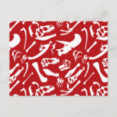 恐竜の骨（赤） ポストカード (正面)
