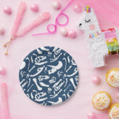 恐竜の骨(青い) ペーパープレート (パーティー)