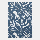 恐竜の骨（青） キッチンタオル (縦)