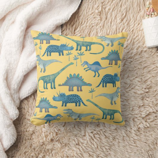 恐竜の黄色 クッション (ブランケット)