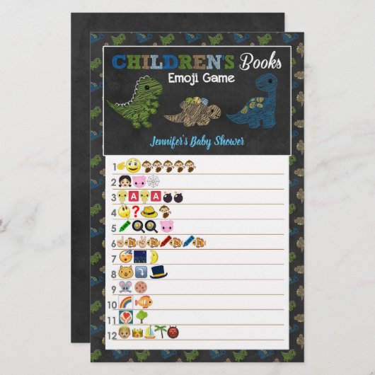 恐竜の黒板こども書絵文字ゲーム (正面/裏面)