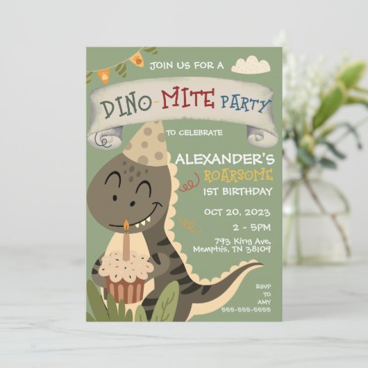 恐竜の１歳の誕生日 恐竜の２歳の誕生日 恐竜の３歳の誕生日 恐竜の４歳の誕生日 恐竜の５歳の誕生日  招待状 (スタンド正面)