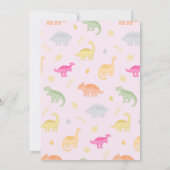 恐竜の４歳の誕生日パーティーの招待状　女の子　ピンク　ジャングル 招待状 (裏面)