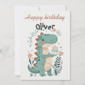 恐竜の５歳の誕生日おめでとうカード 招待状 (正面)