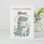 恐竜の５歳の誕生日おめでとうカード 招待状 (スタンド正面)