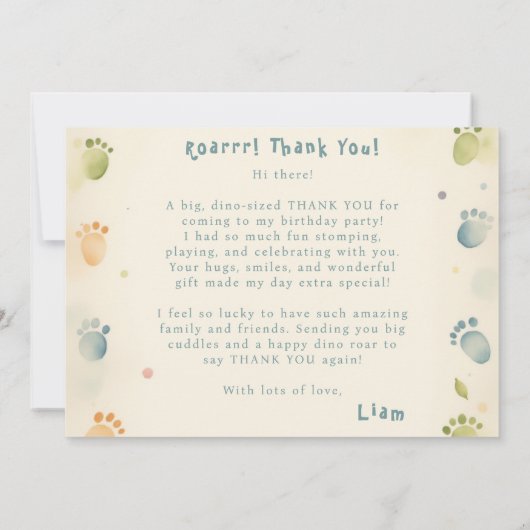 恐竜の1歳の誕生日おめでとうカード　写真付き 招待状 (裏面)