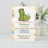 恐竜の1歳の誕生日カスタム 招待状 (スタンド正面)