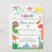 恐竜の1歳の誕生日パーティー Rawr-some Dinosaur 1st Birthday Par 招待状 (正面)