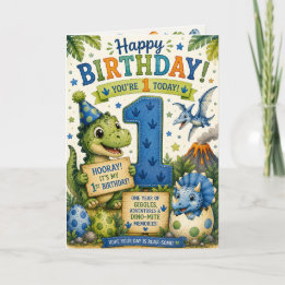 恐竜の1歳の誕生日 カード