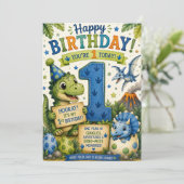 恐竜の1歳の誕生日 カード (スタンド正面)