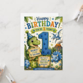 恐竜の1歳の誕生日 カード (正面/裏面インサイチュ)