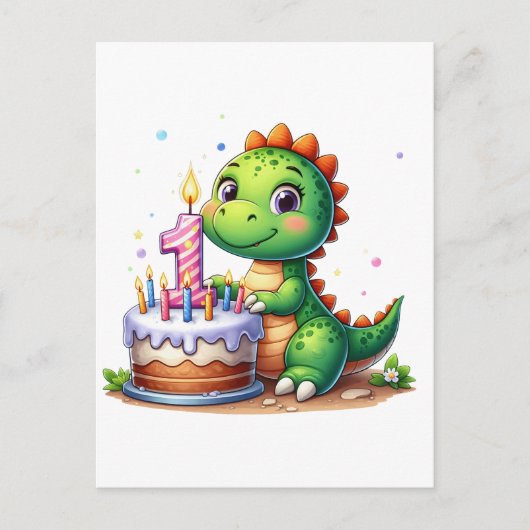 恐竜の1歳の誕生日 シーズンポストカード (正面)