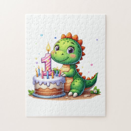 恐竜の1歳の誕生日 ジグソーパズル (縦)