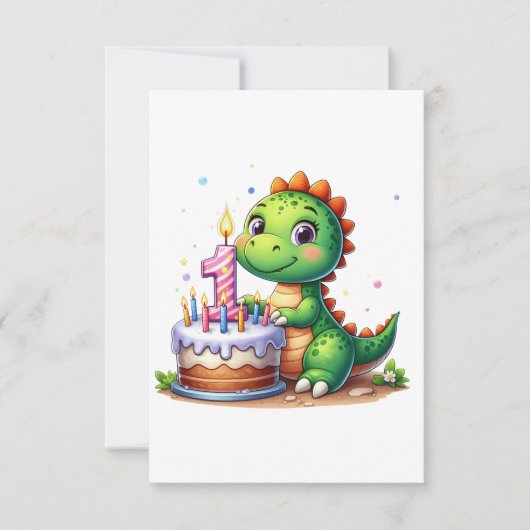 恐竜の1歳の誕生日 出欠カード (正面)
