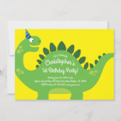 恐竜の1歳誕生日かわいい招待状 招待状 (正面)