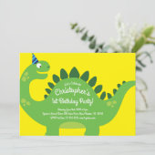 恐竜の1歳誕生日かわいい招待状 招待状 (スタンド正面)