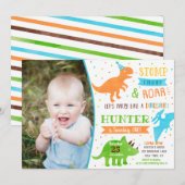 恐竜の1歳誕生日パーティー招待状 招待状 (正面/裏面)