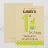恐竜の1歳誕生日パーティー招待状 招待状 (正面/裏面)