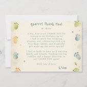 恐竜の1歳誕生日感謝カード(写真付き) 招待状 (裏面)