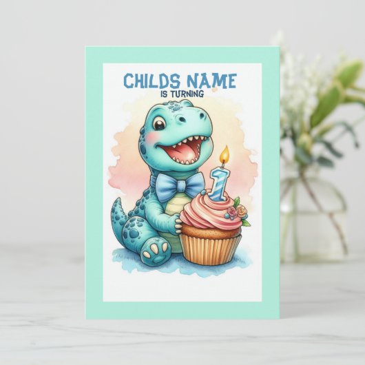 恐竜の1歳誕生日 招待状 (スタンド正面)
