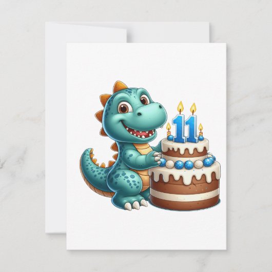 恐竜の11歳の誕生日 招待状 (正面)