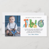 恐竜の2回目の誕生日ありがとう サンキューカード (正面)