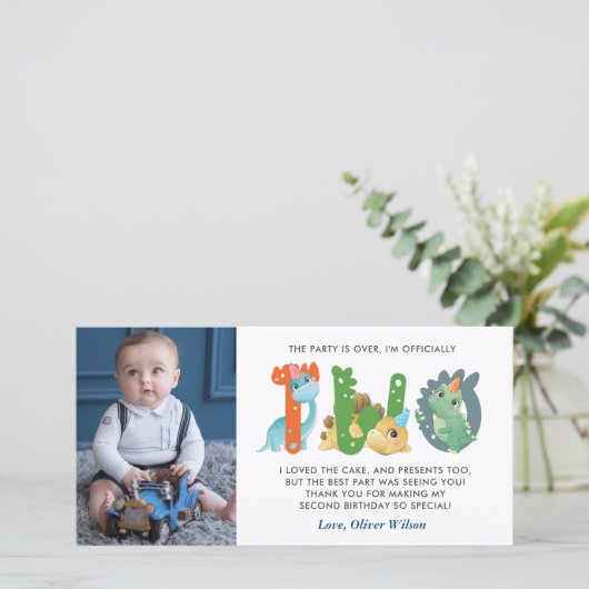 恐竜の2回目の誕生日ありがとう サンキューカード (スタンド正面)