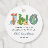 恐竜の2回目の誕生日ありがとう フェイバータグ (裏面)