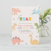 恐竜の2歳の誕生日おめでとう ロアベビー 招待状 (スタンド正面)