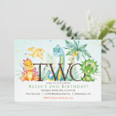 恐竜の2歳の誕生日パーティー招待状 招待状 (スタンド正面)