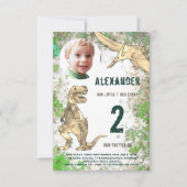 恐竜の2歳誕生日パーティーの予算 招待状 (正面)