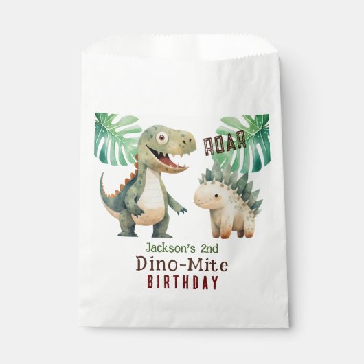 恐竜の2番目の誕生日の水彩 フェイバーバッグ (正面)