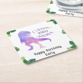 恐竜の2番目の誕生日パープルティラノサウルスレックス スクエアペーパーコースター (アングル)