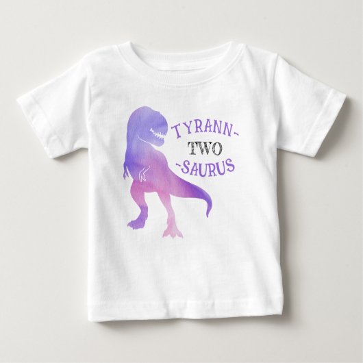 恐竜の2番目の誕生日パープルティラノサウルスレックス ベビーTシャツ (正面)