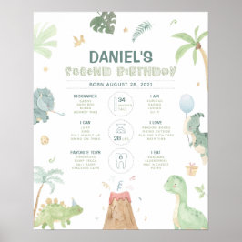 恐竜の2番目の誕生日マイルストーンチャート ポスター