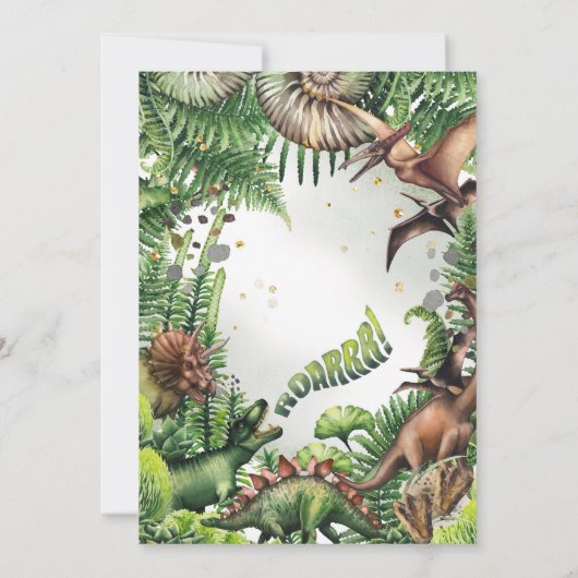 恐竜の3つのレックスの招待状の少年 招待状 (裏面)