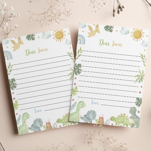 恐竜の3つのレックスタイムカプセルノートメッセージカード サンキューカード