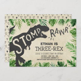 恐竜の3レックス誕生日招待状ボーイディノ 招待状