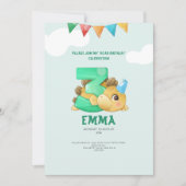 恐竜の3歳の誕生日の子供の招待 招待状 (正面)